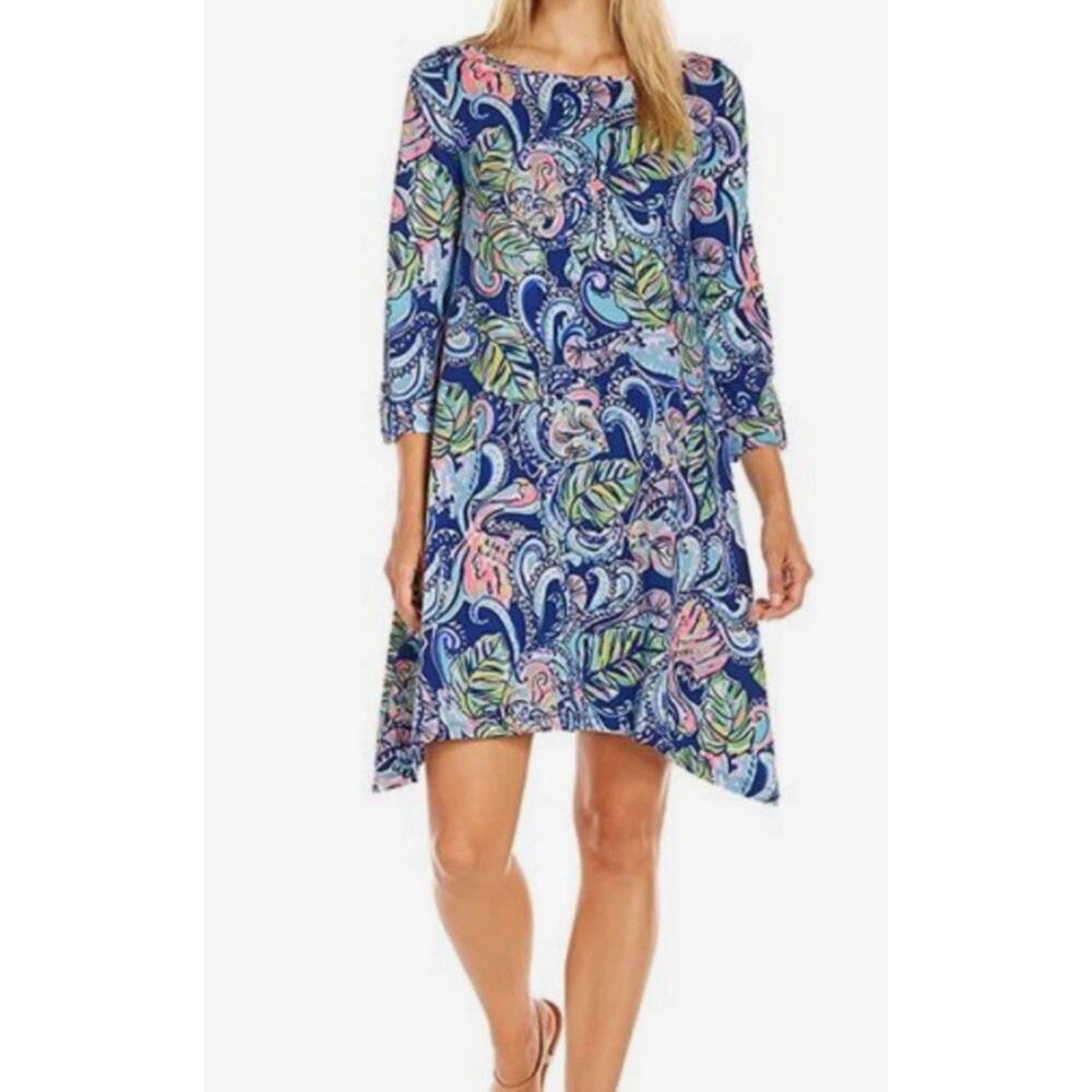 Lilly Pulitzer Edna Swing Shift dress Size Medium Hanging with Fronds Print